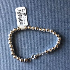 Sterling silver tarnish free women’s silver bead bracelet, lobster clasp.